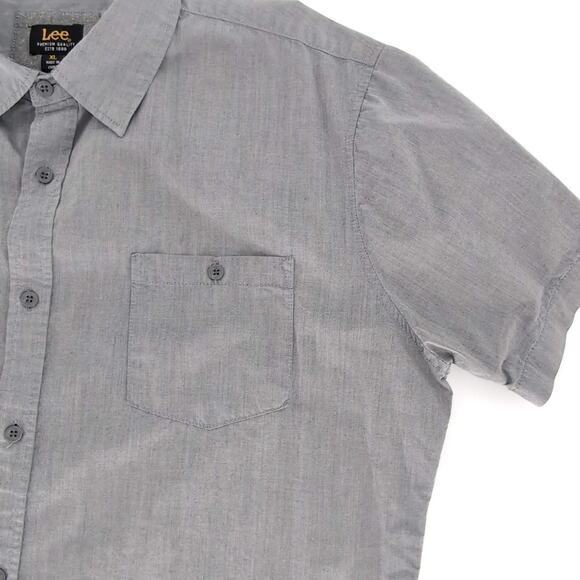 Lee Mens Light Gray Grey Button Down Short Sleeve Shirt w Pockets- Size XL - GUC - Picture 5 of 9